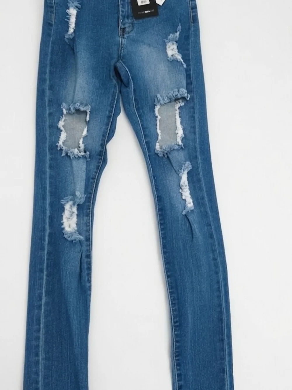Distressed Women's Slim Blue Jeans